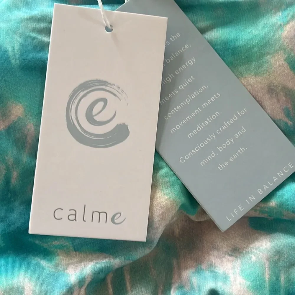 NWT Johnny Was Calme Aqua Keys Turquoise Tie Dye One Piece Tank Swimsuit $158